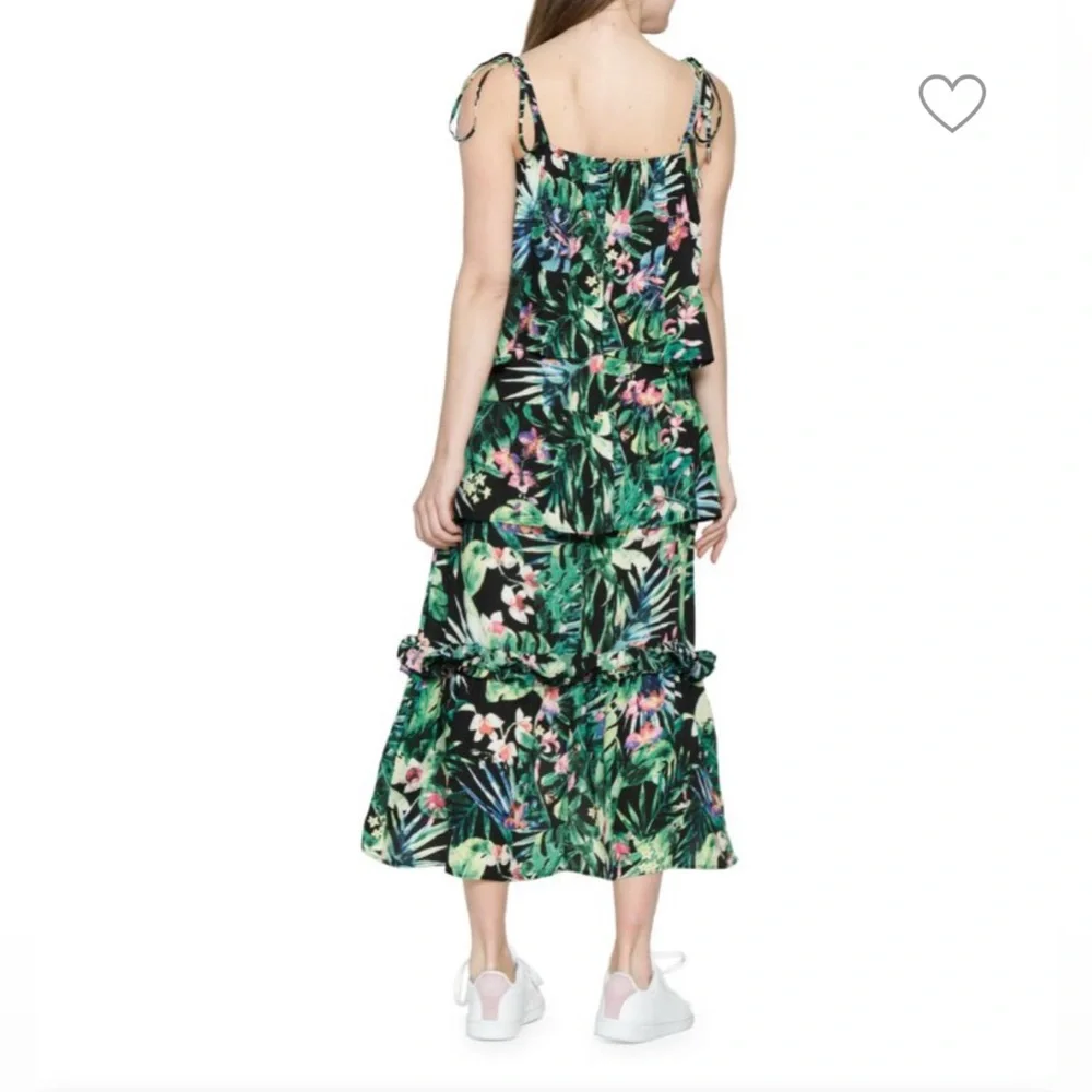 Walter Baker Tasha Tropical Maxi Dress Green And Black Size Medium - Picture 3 of 9